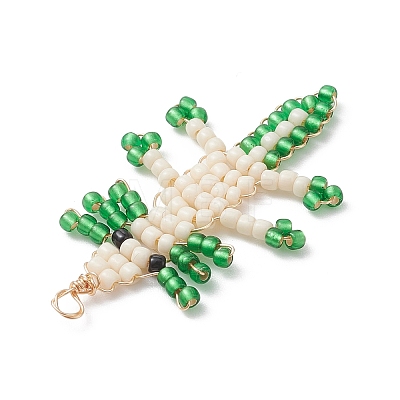 Copper Wire Wrapped Beaded Fish Charms PALLOY-MZ01088-1