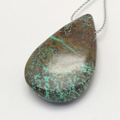 Natural Chrysocolla Pendants G-G694-A-02-1