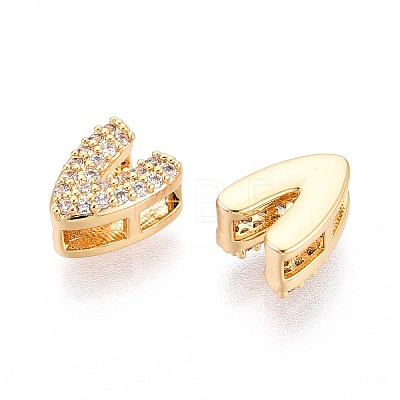 Brass Micro Pave Clear Cubic Zirconia Beads KK-T071-17G-V-1