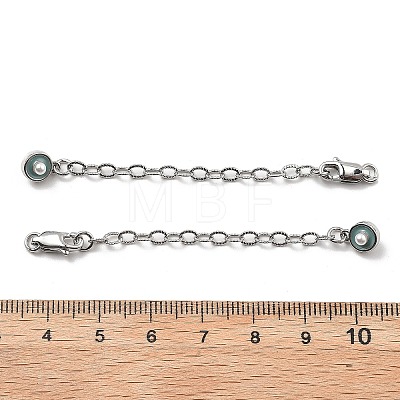 Brass Enamel ABS Imtation Pearl End with Chain KK-B129-27P-03-1