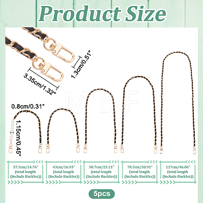 WADORN 5Pcs 5 Styles Imitation Leather Purse Chains FIND-WR0009-59B-1
