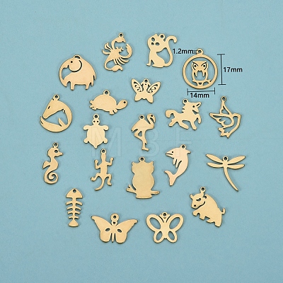 20Pcs 20 Style 304 Stainless Steel Charms STAS-SZ0001-49-1