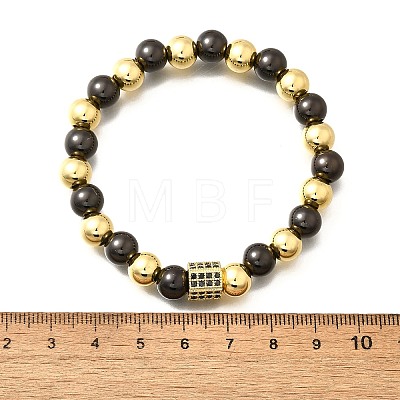 Brass Micro Pave Cubic Zirconia Beads Stretch Bracelets for Women Men BJEW-H201-01F-BG-1