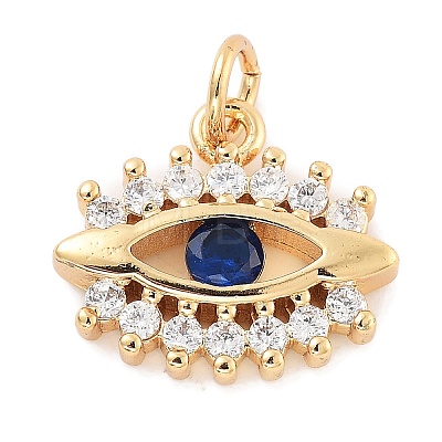 Evil Eye Rack Plating Brass Micro Pave Cubic Zirconia Pendants KK-Z071-69G-03-1