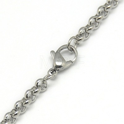 Tarnish Resistant Trendy Unisex 201 Stainless Steel Cross Rolo Chain Necklaces NJEW-L043B-09P-1