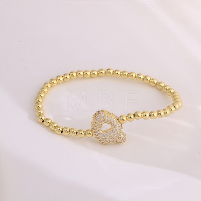 Brass Micro Pave Clear Cubic Zirconia Beaded Stretch Bracelets for Women FS-WGB95F4-14-1