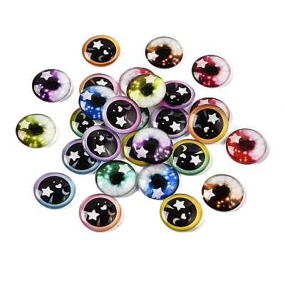 Printed Transparent Glass Cabochons GL-CBAA22A-17-1