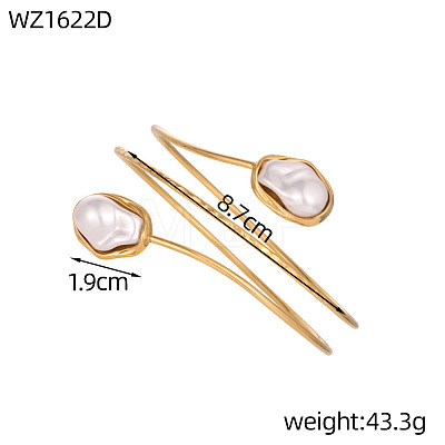 304 Stainless Steel & Imitaiton Pearl Upper Arm Cuff WG5E2A7-03-1