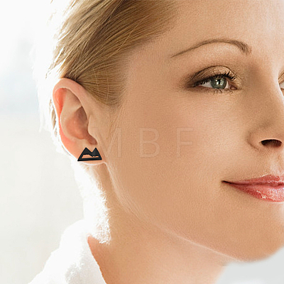4 Pair 4 Colors Stainless Ssteel Hollow Out Mountain Stud Earrings for Women EJEW-AN0002-72-1