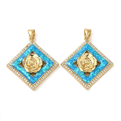 Rack Plating Brass Micro Pave Cubic Zirconia Pendants KK-P268-11D-G-1