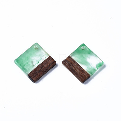 Transparent Resin & Walnut Wood Pendants RESI-T035-31A-1