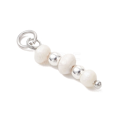 Natural Cultured Freshwater Pearl Potato with Round Electroplate Synthetic Non-magnetic Hematite Pendants PALLOY-JF04853-01-1