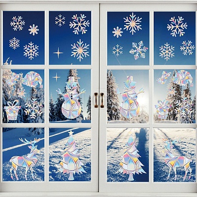 2Pcs Christmas Theme Rainbow Prism Electrostatic Window Stickers PW-WG69DB6-01-1