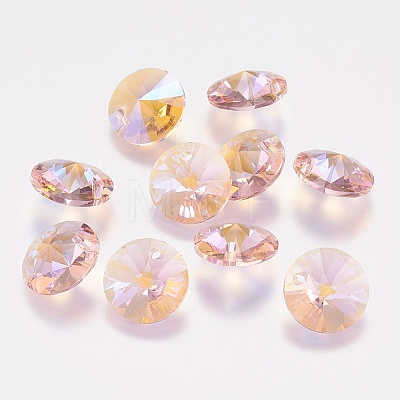 Faceted Glass Rhinestone Charms RGLA-F049-12mm-223PS-1