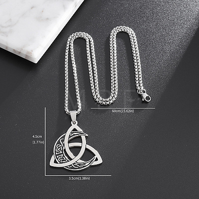 Viking Triskelion Knot Moon 201 Stainless Steel Pendant Necklaces for Men FS-WG9ED82-01-1