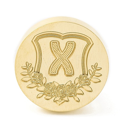 Golden Tone Round Wax Seal Brass Stamp Heads AJEW-Z034-02G-X-1