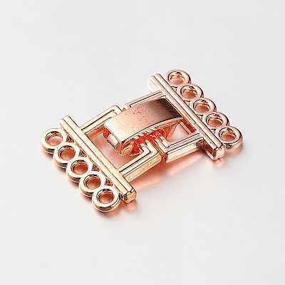 5 Strands Alloy and Brass Fold Over Clasps X-PALLOY-N0112-02-1