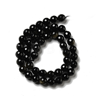 Natural Golden Sheen Obsidian Beads Strands G-P476-01C-04-1