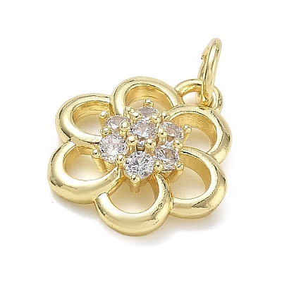 Brass with Rhinestone Charms KK-CBAD872-01G-03-1