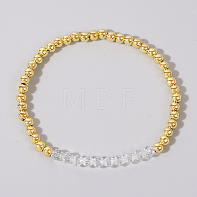 Colorful Birthstone Faceted Bicone & Brass Beaded Stretch Bracelets for Women RJ7989-4-1