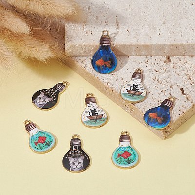 8Pcs 4 Style Alloy Enamel Pendants ENAM-YW0003-06-1