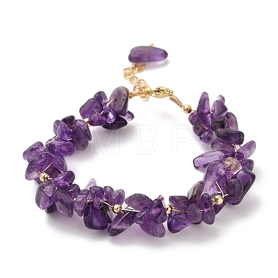 Natural Amethyst Chip Beaded Bracelets for Women BJEW-F478-01B-1