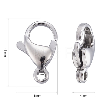 304 Stainless Steel Lobster Claw Clasps STAS-AB13-1