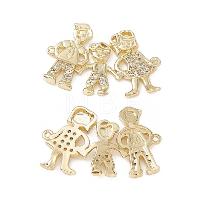 Brass Micro Pave Clear Cubic Zirconia Connector Charms KK-E068-VB362-1