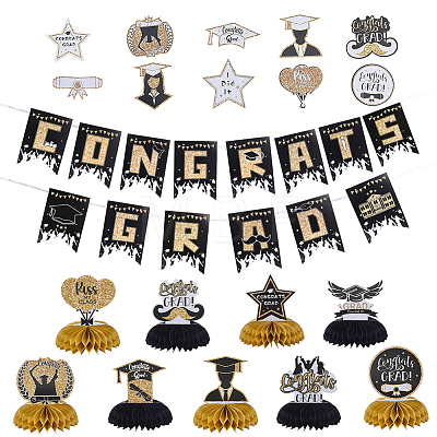 3Bags 3 Styles Graduation Season Paper Hanging Banners for Party Decorations AJEW-NB0009-40A-1