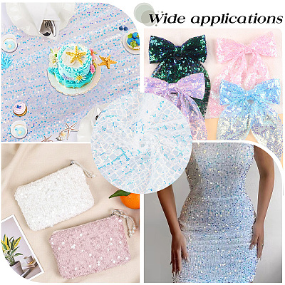 1M Polyester & PVC Sequined Mesh Fabric DIY-CY0003-54B-1