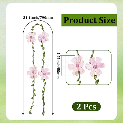 Flower Polyester with Iron wire Upper Arm Cuff Bangles for Women AJEW-GF0014-08A-1
