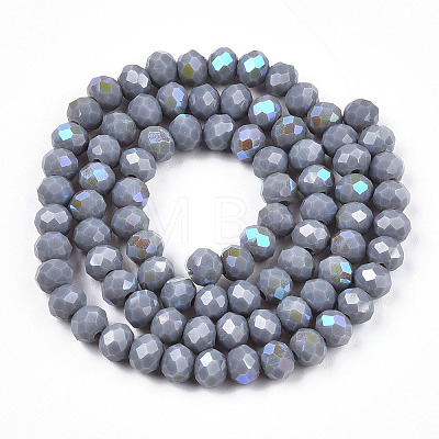 Electroplate Opaque Solid Color Glass Beads Strands EGLA-A034-P6mm-L23-1