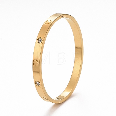 304 Stainless Steel Flat with Heart Pattern Bangle BJEW-F430-01-1