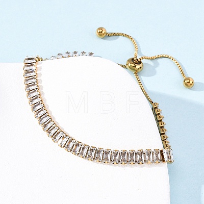 304 Stainless Steel Pave Clear Cubic Zirconia Tennis Bracelets BJEW-G754-03G-01-1