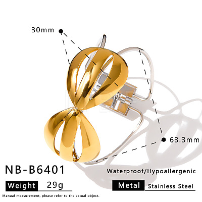 Two Tone 304 Stainless Steel Hollow Hinged Cuff Bangles for Women WGC4AFC-01-1