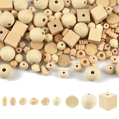 Natural Unfinished Wood Beads WOOD-YW0001-98-1