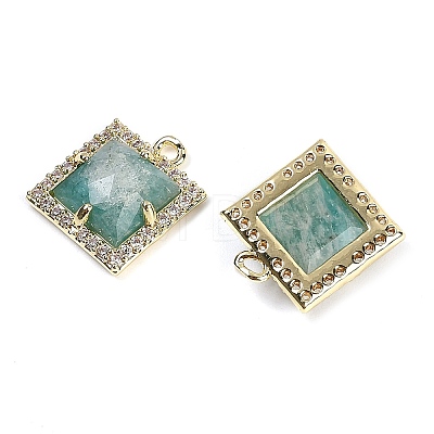 Natural Amazonite Faceted Square Charms G-I375-06G-04-1