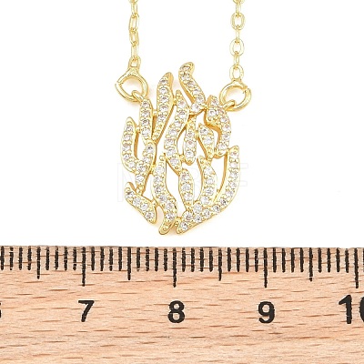 Brass Micro Pave Clear Cubic Zirconia Flame Pendant Adjustable Slider Necklaces KK-CBA4547-10G-1