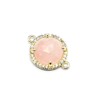 Natural Rose Quartz Connector Charms PW-WGD2653-06-1