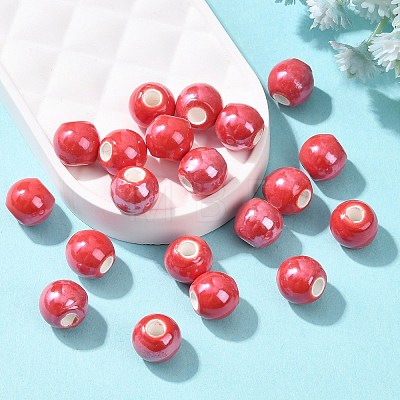 Glazed Porcelain Round Beads PORC-S489-8mm-14-1