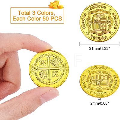 150Pcs 3 Colors Plastic Game Coins AJEW-CA0001-71-1