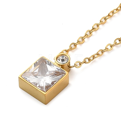 Square Vacuum Plating 304 Stainless Steel Pendant Necklaces NJEW-G125-07-1