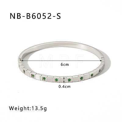 304 Stainless Steel Pave Cubic Zirconia Bangles FS-WG09E60-02-1