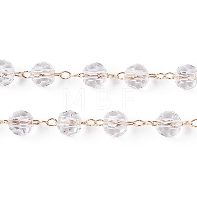 Handmade Glass Faceted Round Beaded Chains CHC-ZX005-05G-1