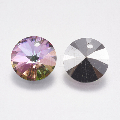 Faceted Glass Rhinestone Charms RGLA-F049-12mm-001VO-1