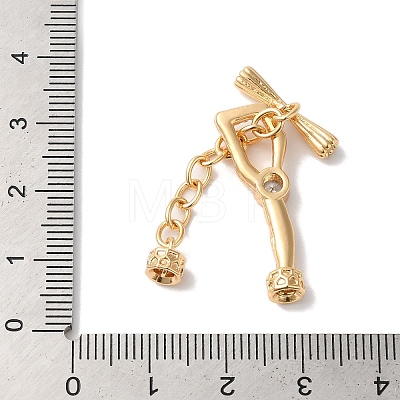 Brass Micro Pave Clear Cubic Zirconia Toggle Clasps KK-G503-03G-1