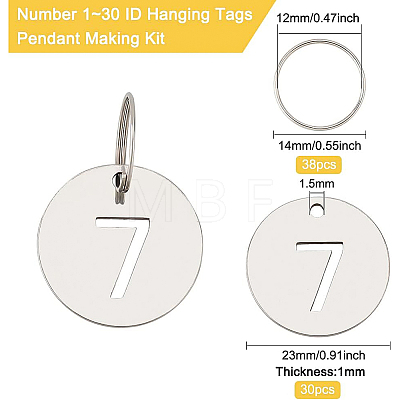 DIY Number 1~30 ID Hanging Tags Pendant Making Kit for Luggage House Lockets DIY-BC0006-18-1