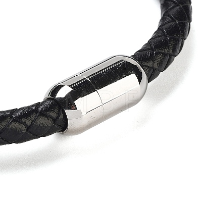 Natural Tourmaline Round Bead Braided Leather Cord Bracelets for Men Women BJEW-A009-11P-07-1