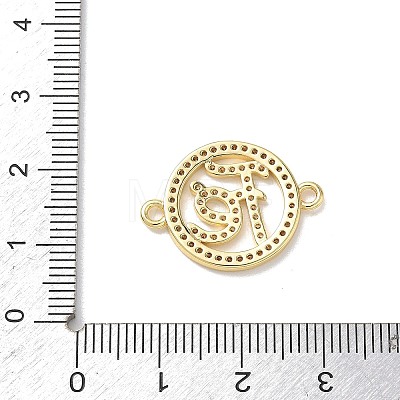 Brass Micro Pave Clear Cubic Zirconia Letter FE Links Connector Charms KK-L268-024G-02-1