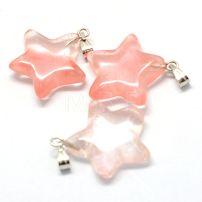 Star Dyed Cherry Quartz Glass Pendants G-Q367-25-1
